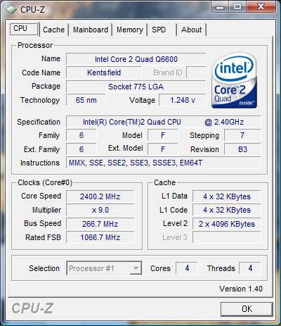cpu-z Intel Core 2 Quad Q6600