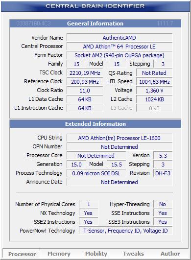 AMD Athlon LE 1600 GECID . 1