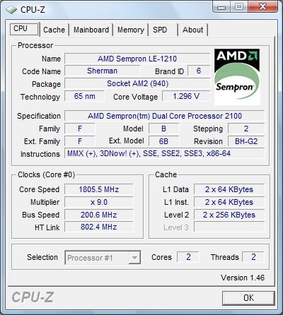 cpu-z AMD Sempron X2 2100