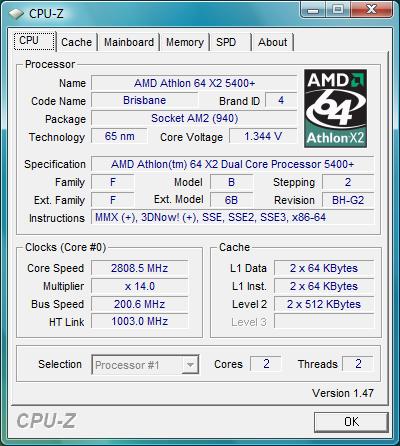 cpu-z AMD Athlon 64 X2 5400+