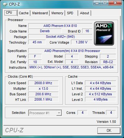 cpu-z AMD Phenom II X4 810