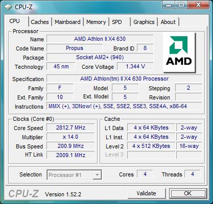 cpu-z AMD Athlon II X4 630