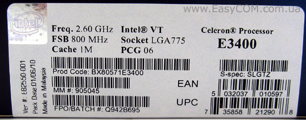 Intel Celeron Dual-Core E3400