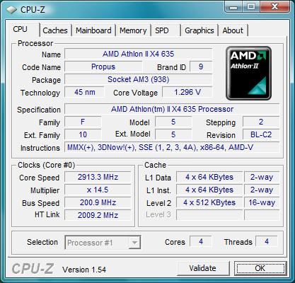 cpu-z AMD Athlon II X4 635