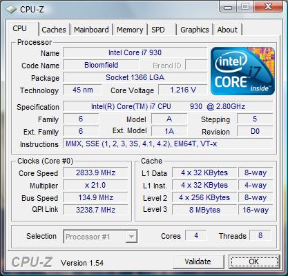 cpu-z Intel Core i7-930