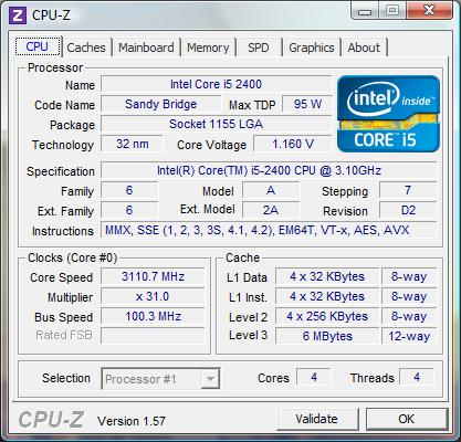 cpu-z Intel Core i5-2400