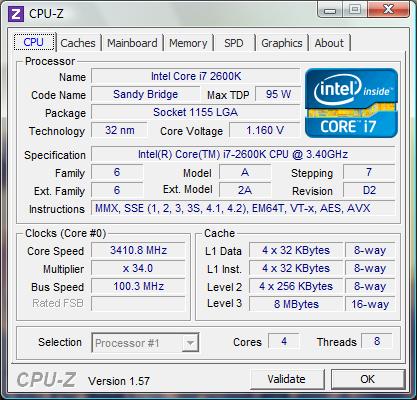 cpu-z Intel Core i7-2600К