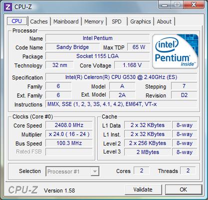 cpu-z Intel Celeron G530