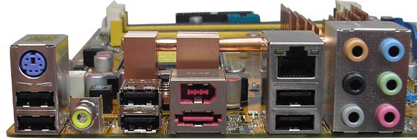 роз’єми задньої панелі плати ASUS P5K 