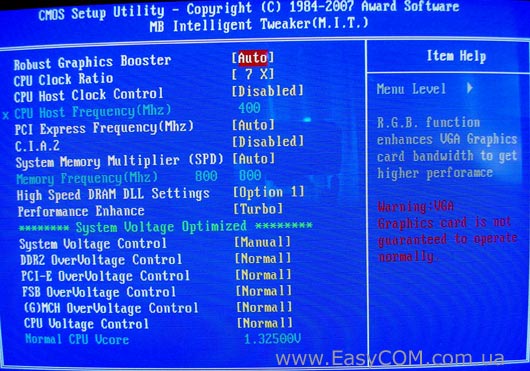 розділ MB Intelligent Tweaker