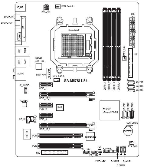 Gigabyte ga m57sli s4 подключение