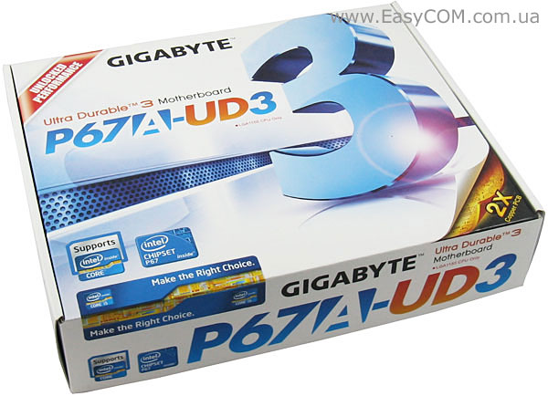 упаковка материнської плати GIGABYTE GA-P67A-UD3