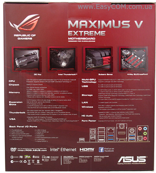 ASUS Maximus V Extreme box rear