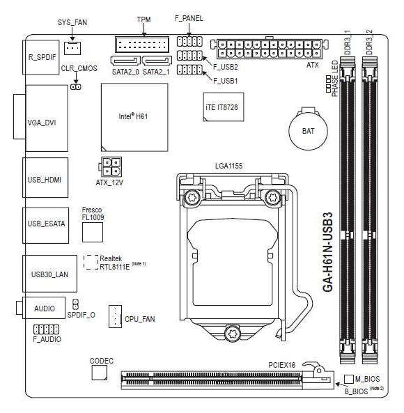 GIGABYTE GA-H61N-USB3 schematics