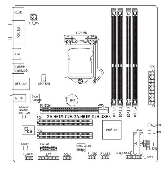 GIGABYTE GA-H61M-D2H-USB3