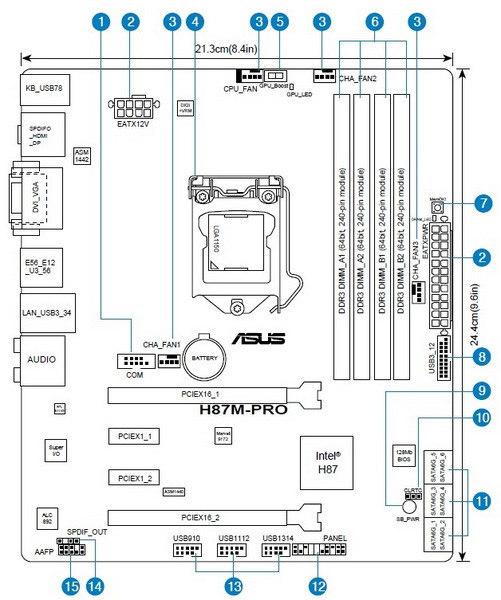 Asus h81m k схема подключения