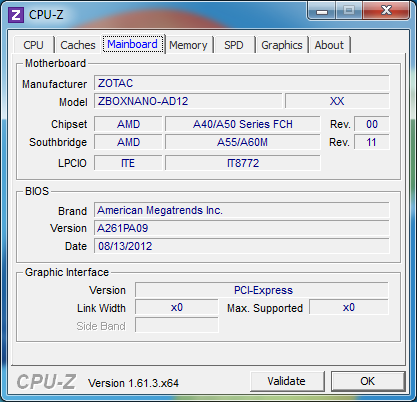 ZOTAC ZBOX nano AD12 PLUS cpu-z mainboard