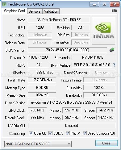 NVIDIA GeForce GTX 560 SE