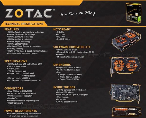 ZOTAC GeForce GTX 650 Ti Boost