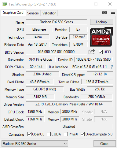 AMD Radeon RX 580