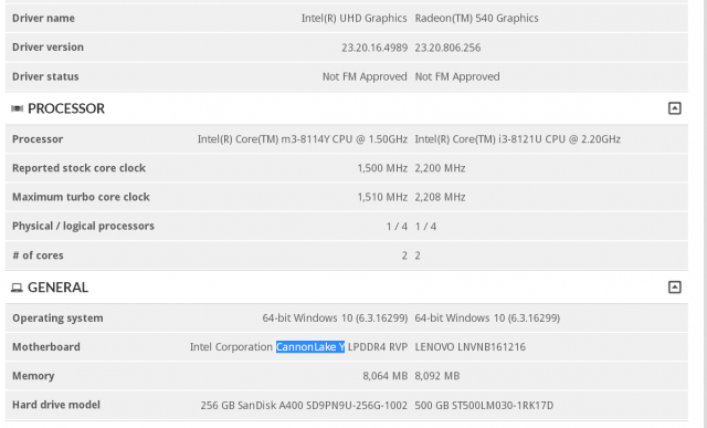 Intel Core m3-8114Y