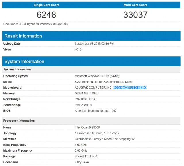 Intel Core i9-9900K Core i7-9700K Core i5-9600K