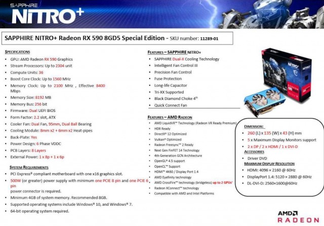 SAPPHIRE NITRO+ Radeon RX 590 Special Edition