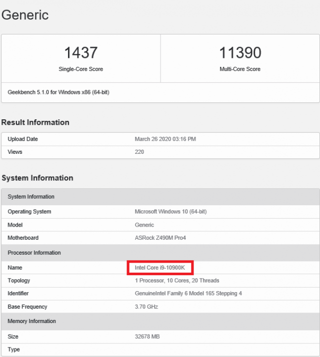 Intel Core i9-10900K