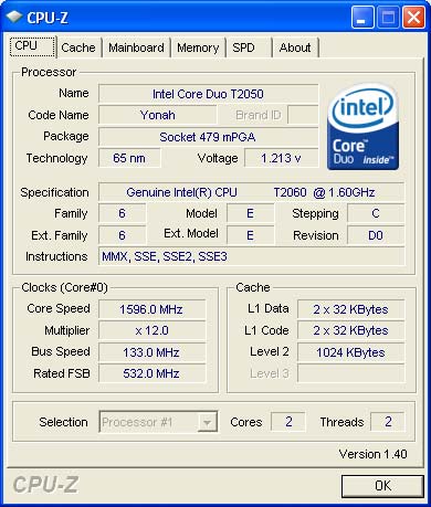 cpu-z core duo t2050