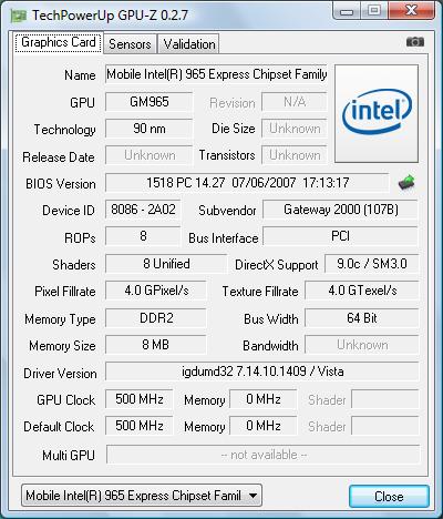 gpu-z Intel GMA X3100 (GM965)