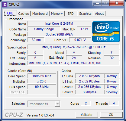 Dell XPS 13 cpu-z