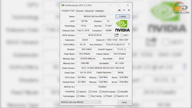 NVIDIA GeForce MX250