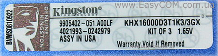 Kingston HyperX KHX16000D3T1K3/3GX