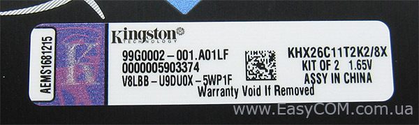 DDR3-2666 Kingston HyperX Predator KHX26C11T2K2/8X