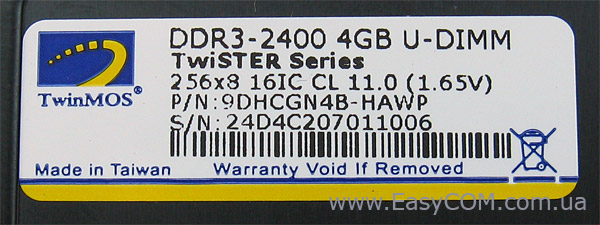 DDR3-2400 TwinMOS TwiSTER 9DHCGN4B-HAWP