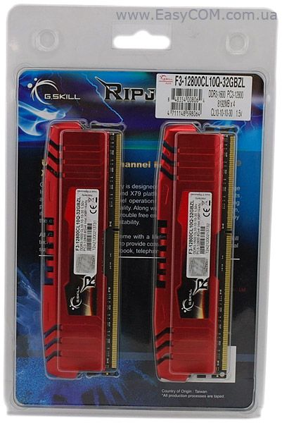 DDR3-1600 G.SKILL RipjawsZ F3-12800CL10Q-32GBZL