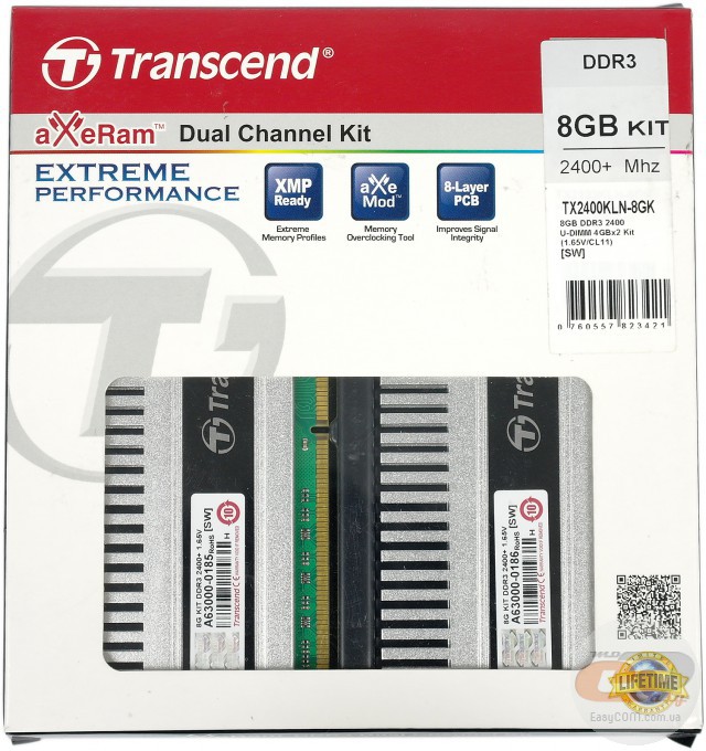 DDR3-2400 Transcend aXeRam TX2400KLN-8GK