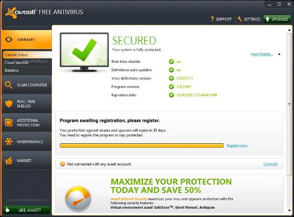 Avast! Free Antivirus 7.0.1474
