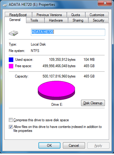 ADATA DashDrive Elite HE720 properties