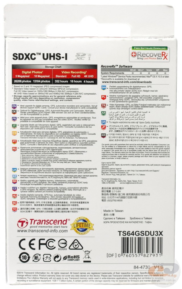Transcend SDXC UHS-I U3 (TS64GSDU3X)