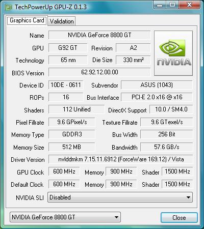 gpu-z G92-270 GeForce 8800GT