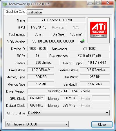 gpu-z Radeon HD 3850