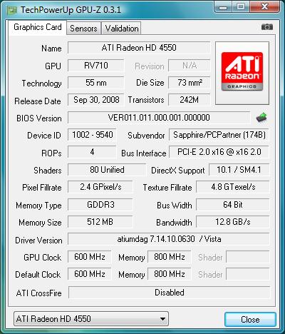 gpu-z ATI Radeon HD 4550