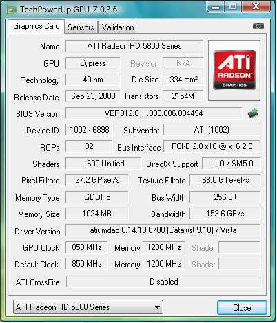 GIGABYTE Radeon HD 5870 (GV-R587D5-1GD-B)
