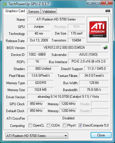 ASUS Radeon HD 5770 (EAH5770/2DIS/1GD5)