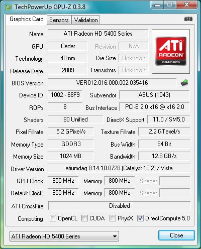 ASUS EAH5450/DI/1GD3(LP)