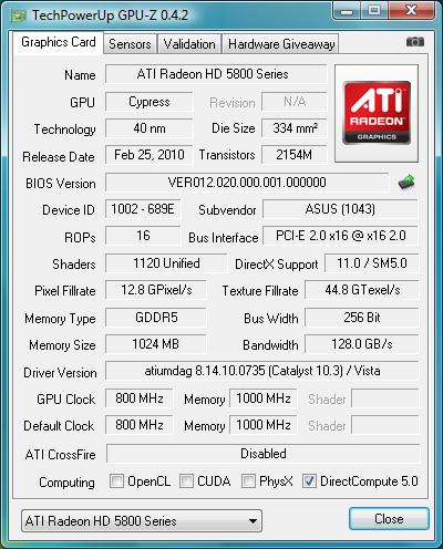 ASUS EAH5830 DirectCU/2DIS/1GD5