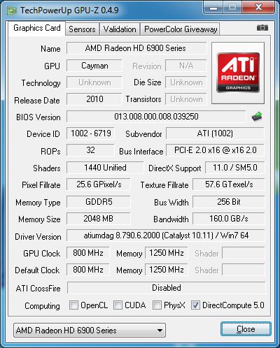gpu-z AMD Radeon HD 6950