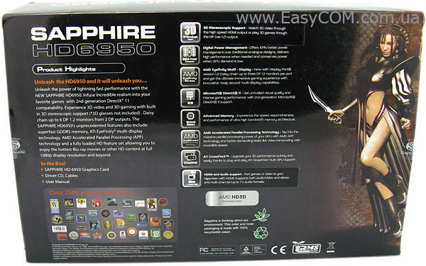 Sapphire Radeon HD 6950 (HD6950 2G GDDR5 PCI-E DL-DVI-I+SL-DVI-D/HDMI/DUAL MINI DP)