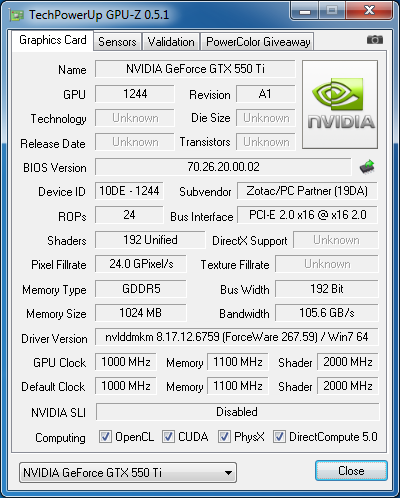 gpu-z ZOTAC GeForce GTX 550 Ti AMP! Edition (ZT-50402-10L)